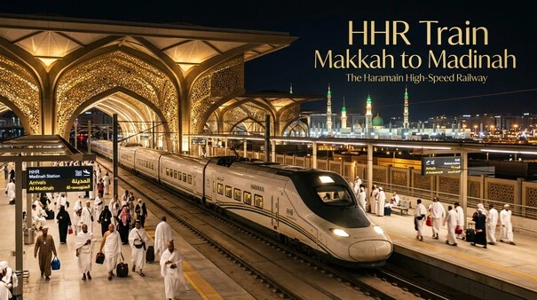HHR Train arriving in Madinah during the Makkah to Madinah journey