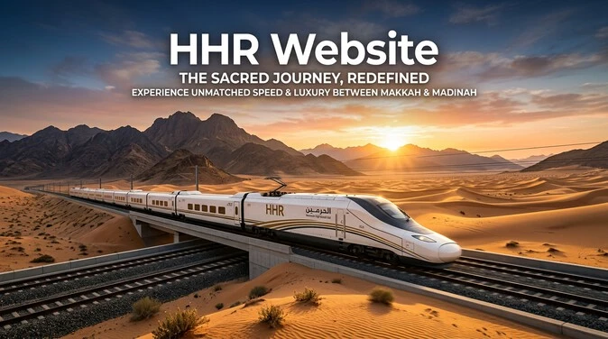 HHR Website hero image featuring the Haramain High Speed Railway traveling between Makkah and Madinah.